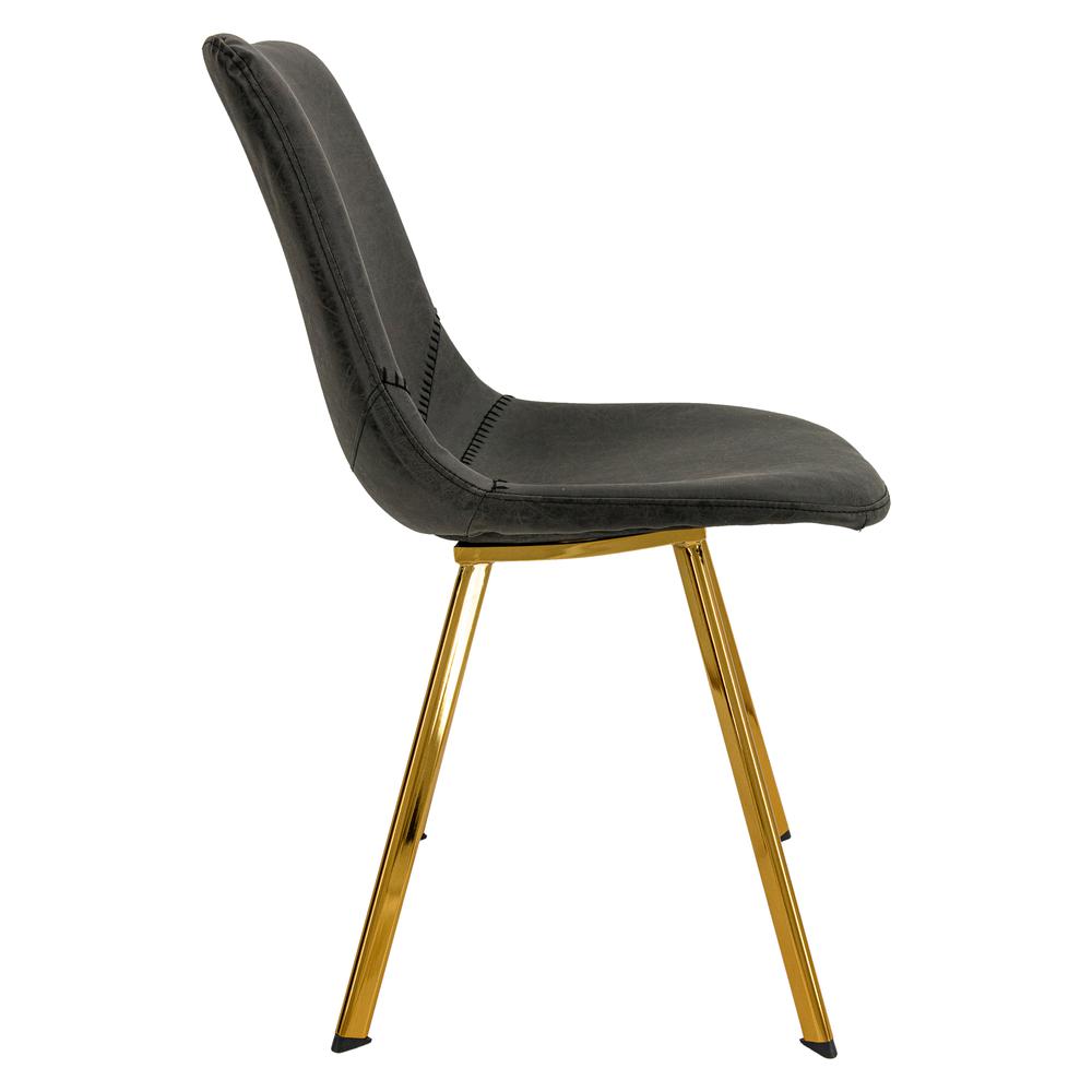 LeisureMod Markley Modern Leather Dining Chair With Gold Legs Set of 4 MCG18BL4. Picture 3