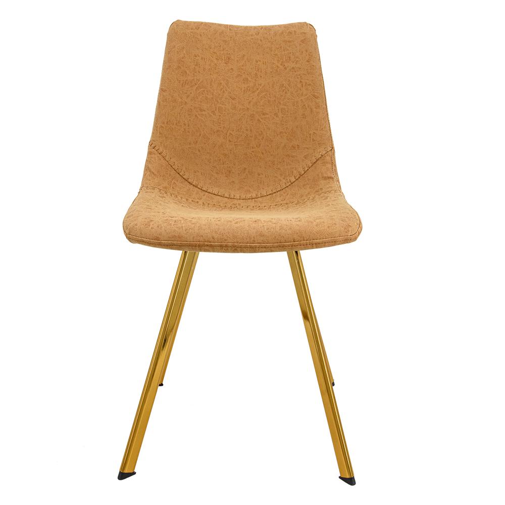 Markley Modern Leather Dining Chair With Gold Legs Set of 4. Picture 2