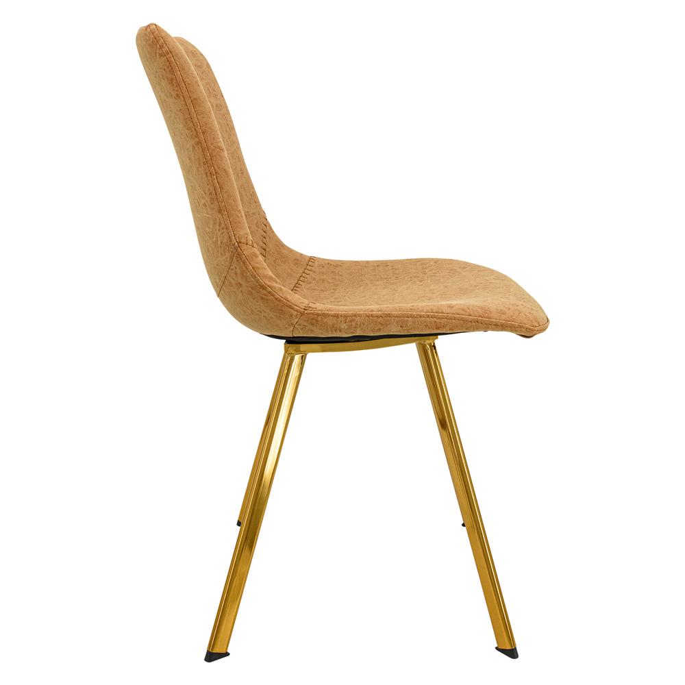 Markley Modern Leather Dining Chair With Gold Legs Set of 4. Picture 3