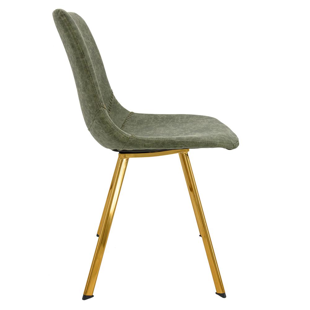 LeisureMod Markley Modern Leather Dining Chair With Gold Legs Set of 4 MCG18G4. Picture 3