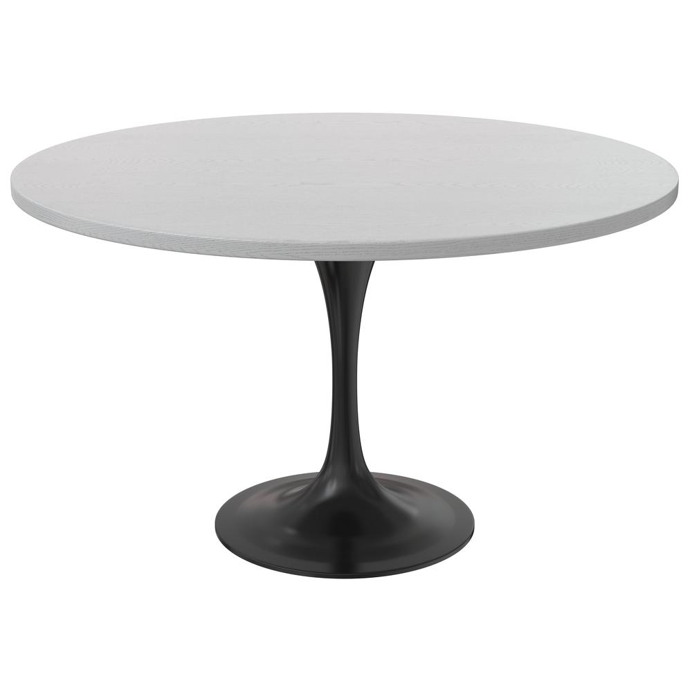 Verve 48 Round Dining Table, White Base with Light Natural Wood MDF Top. Picture 9