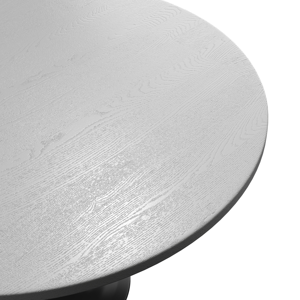 Verve 48 Round Dining Table, White Base with Light Natural Wood MDF Top. Picture 11