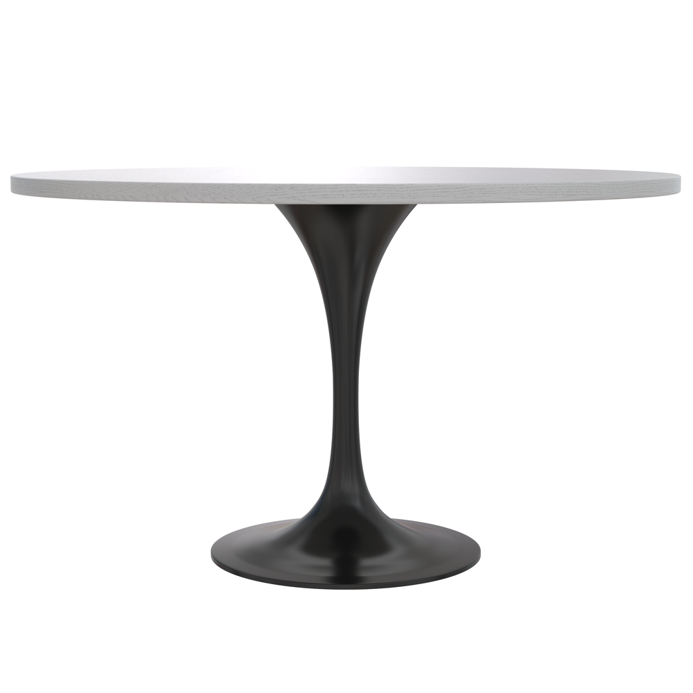 Verve 48 Round Dining Table, White Base with Light Natural Wood MDF Top. Picture 10