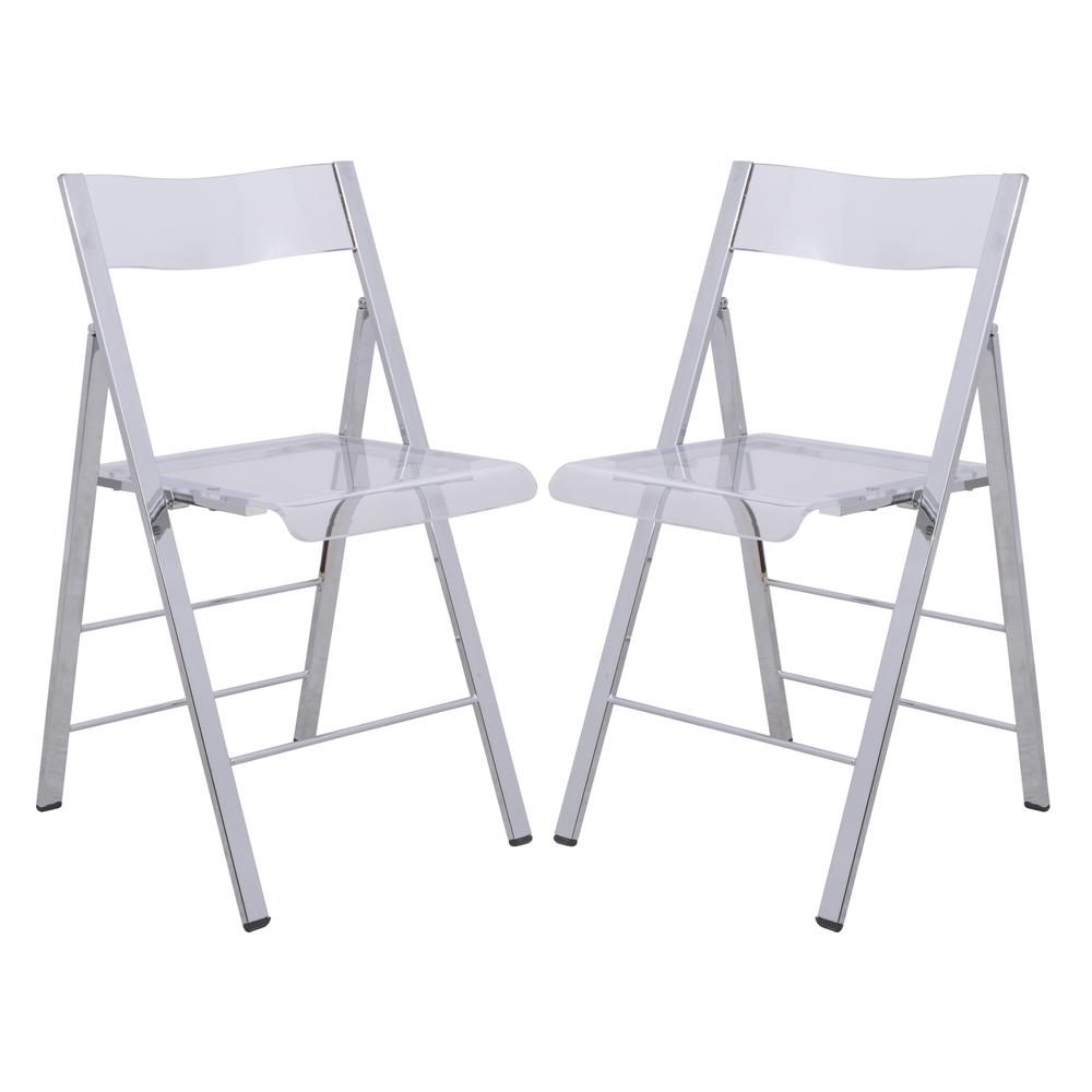 Menno Modern Acrylic Folding Chair, Set of 2. Picture 1