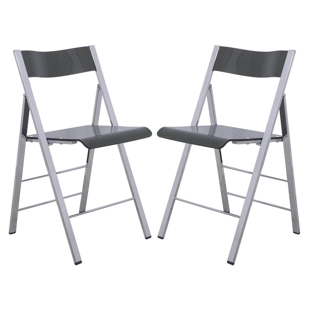 LeisureMod Menno Modern Acrylic Folding Chair, Set of 2 MF15TBL2. The main picture.