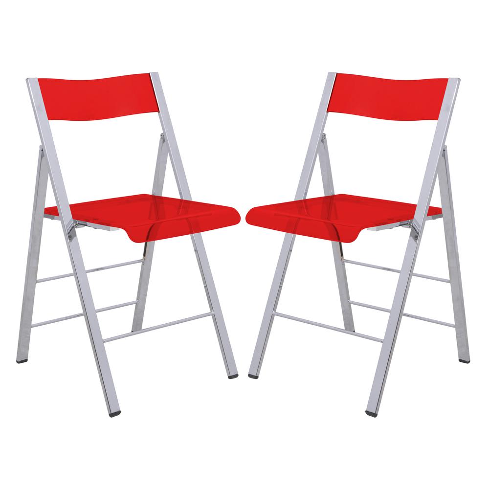 Menno Modern Acrylic Folding Chair, Set of 2. Picture 1