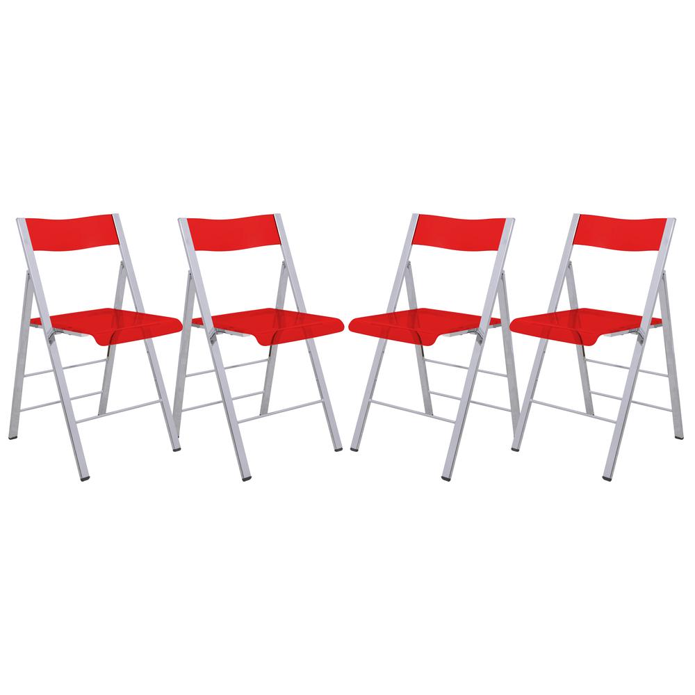 Menno Modern Acrylic Folding Chair, Set of 4. Picture 1