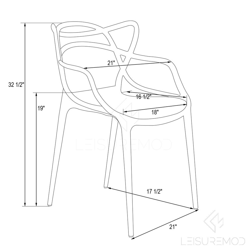 LeisureMod Milan Modern Wire Design Chair, Set of 4 MW17TR4. Picture 7