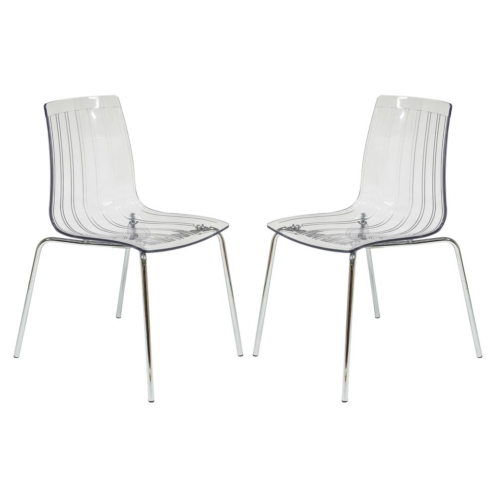 Ralph Plastic Dining Chair with Chrome Legs, Set of 2. Picture 1