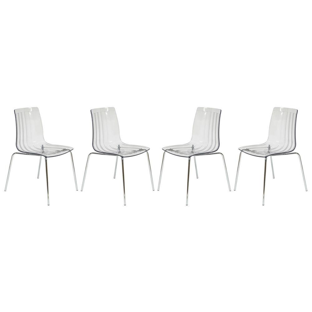 LeisureMod Ralph Dining Chair in Clear, Set of 4 RP20CL4. Picture 1