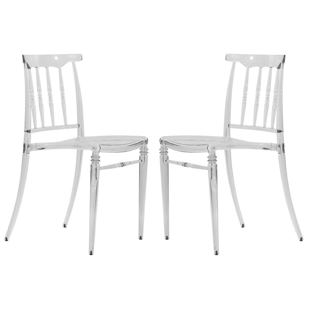 LeisureMod Spindle Transparent Modern Lucite Dining Chair in Clear Set of 2 SC19CL2. The main picture.