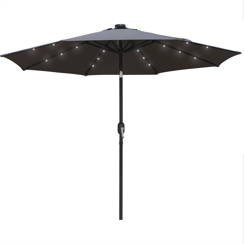 Sierra 9' Outdoor Patio Tilt Market Umbrella with Solar LED Lights. Picture 3