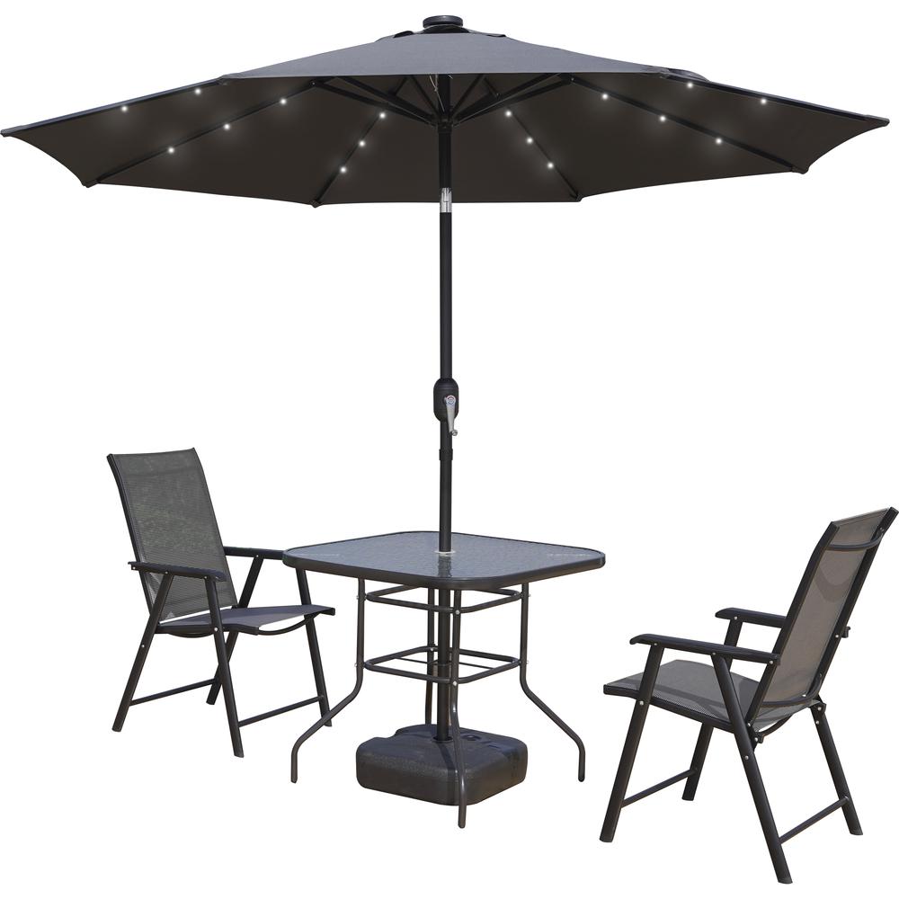 Sierra 9' Outdoor Patio Tilt Market Umbrella with Solar LED Lights. Picture 1