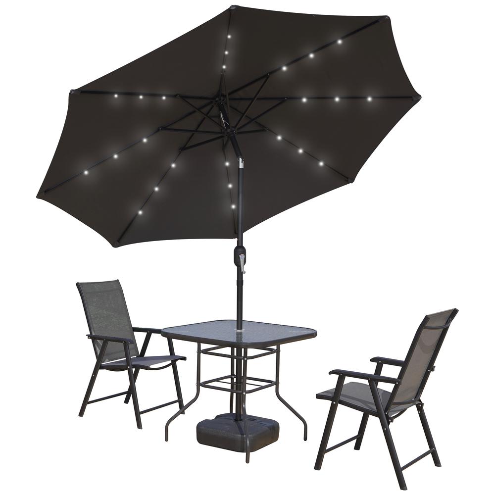Sierra 9' Outdoor Patio Tilt Market Umbrella with Solar LED Lights. Picture 7