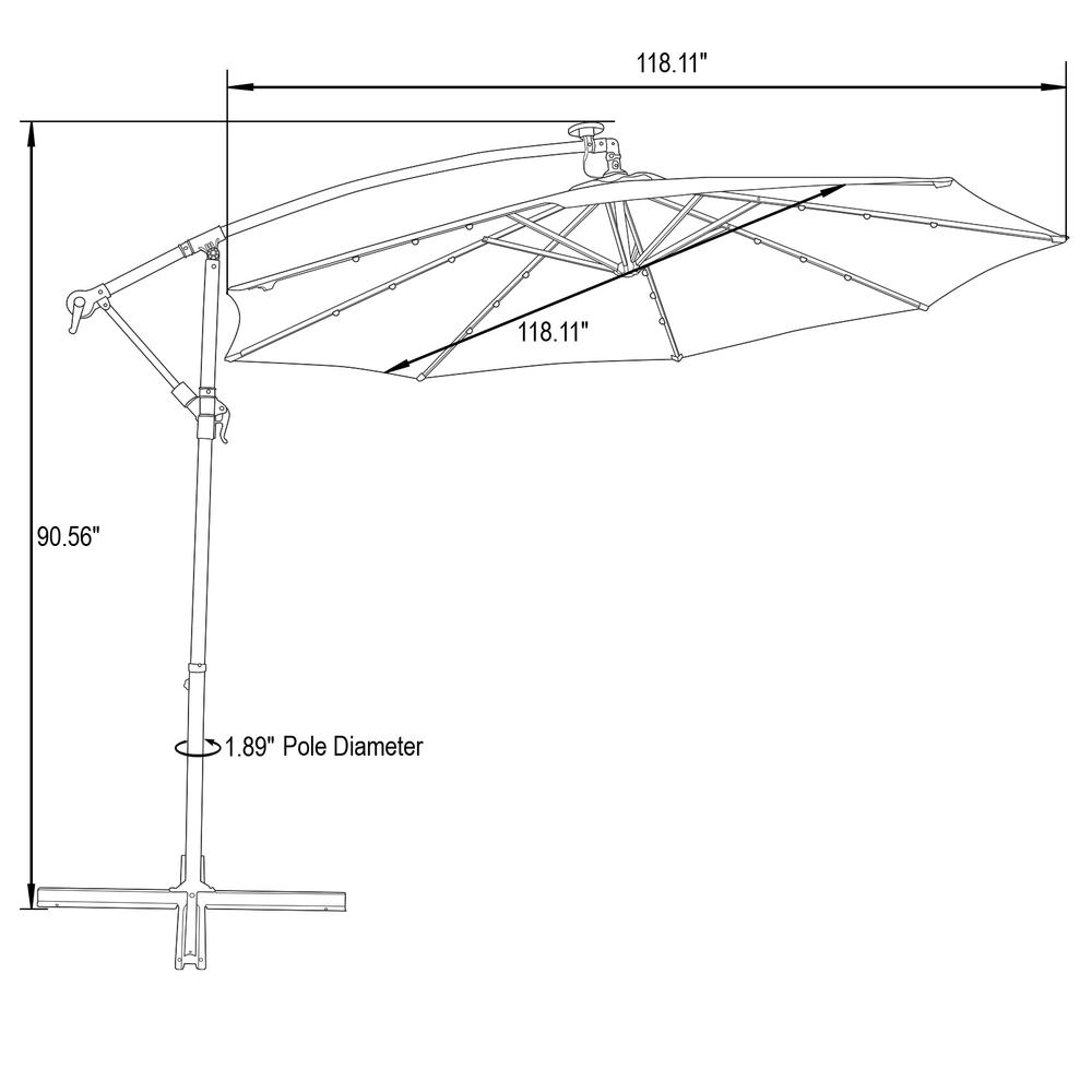 Outdoor 10 Ft Offset Cantilever Hanging Patio Umbrella With Solar Powered LED. Picture 20