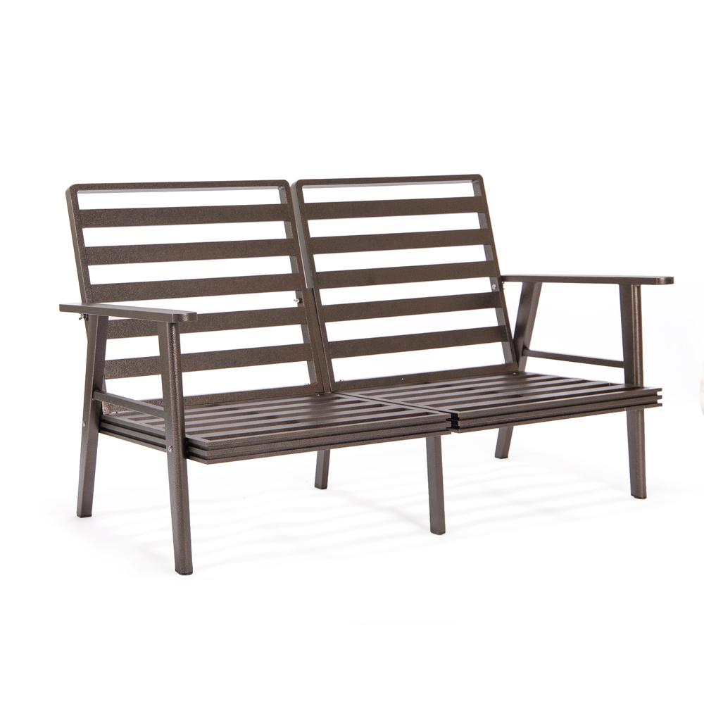 Outdoor Patio Loveseat with Brown Aluminum Frame. Picture 2