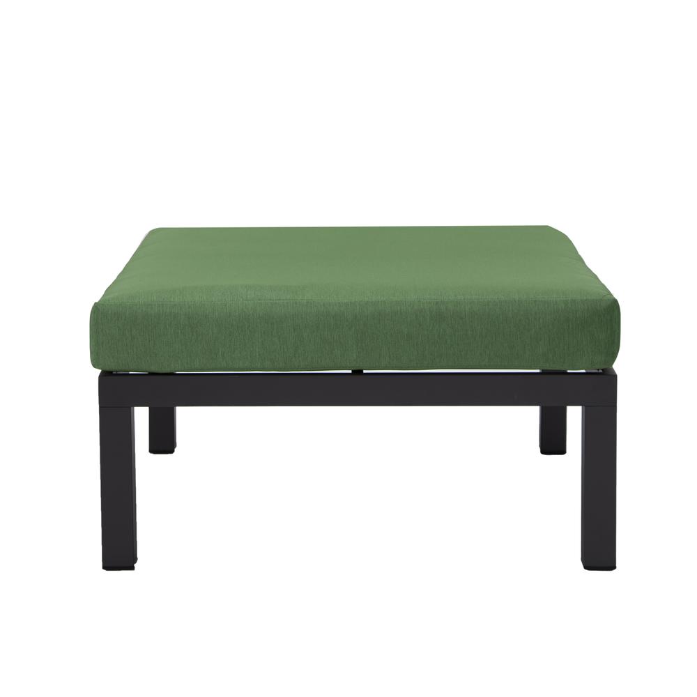 LeisureMod Hamilton 6-Piece Aluminum Patio Conversation Set With Cushions Green. Picture 5