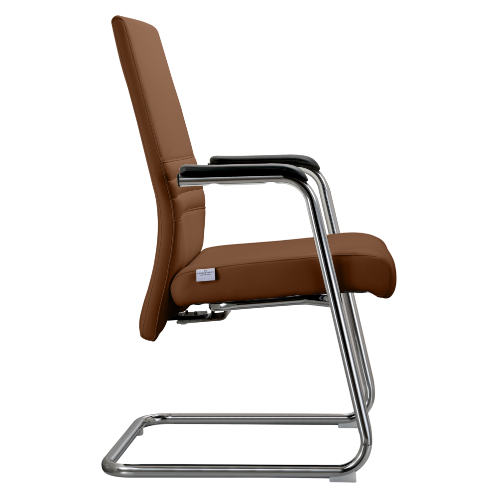Aleen Series Guest Office Chair In Dark Brown Leather. Picture 5