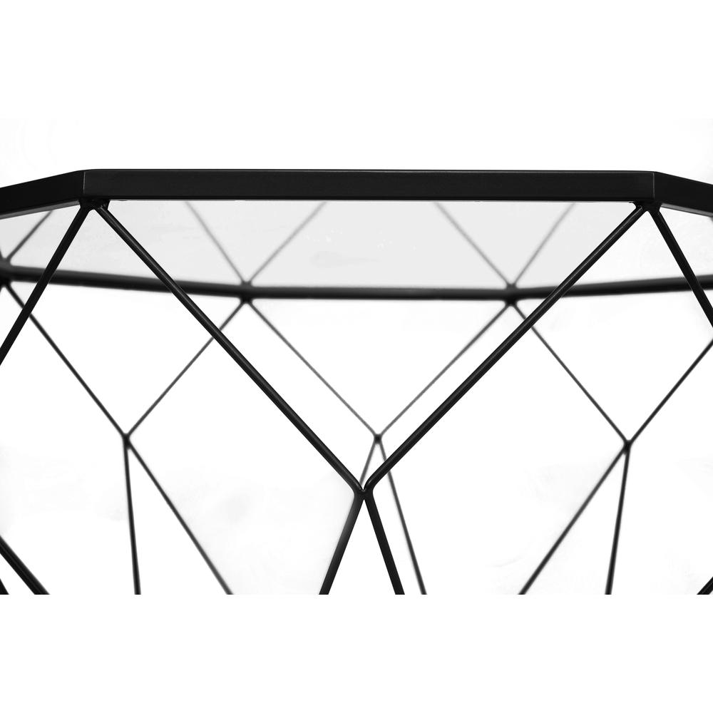 Malibu Modern Octagon Glass Top Coffee Table With Chrome Base. Picture 3