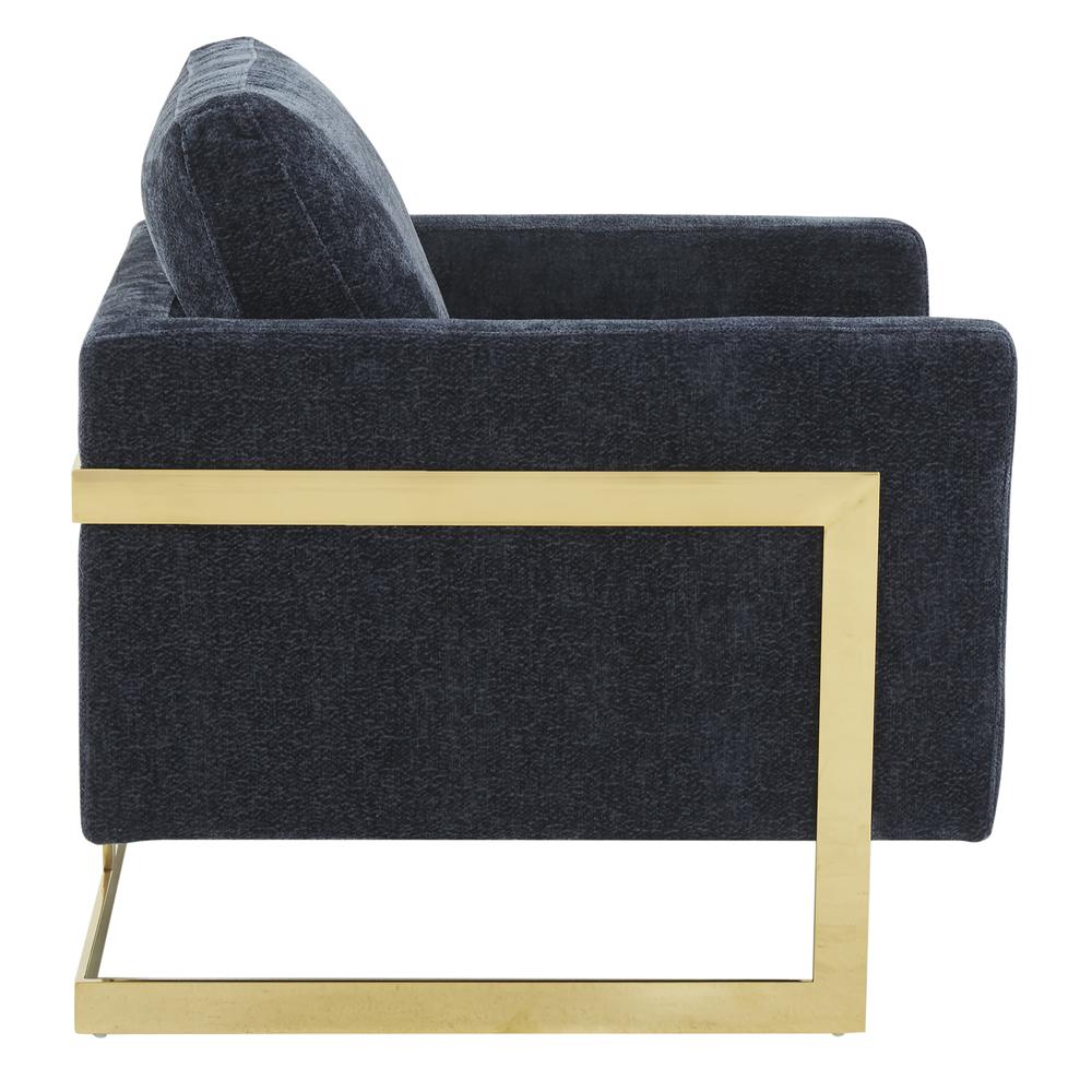 Accent Armchair with Gold Stainless Steel Frame and Removable Back Cushion. Picture 2