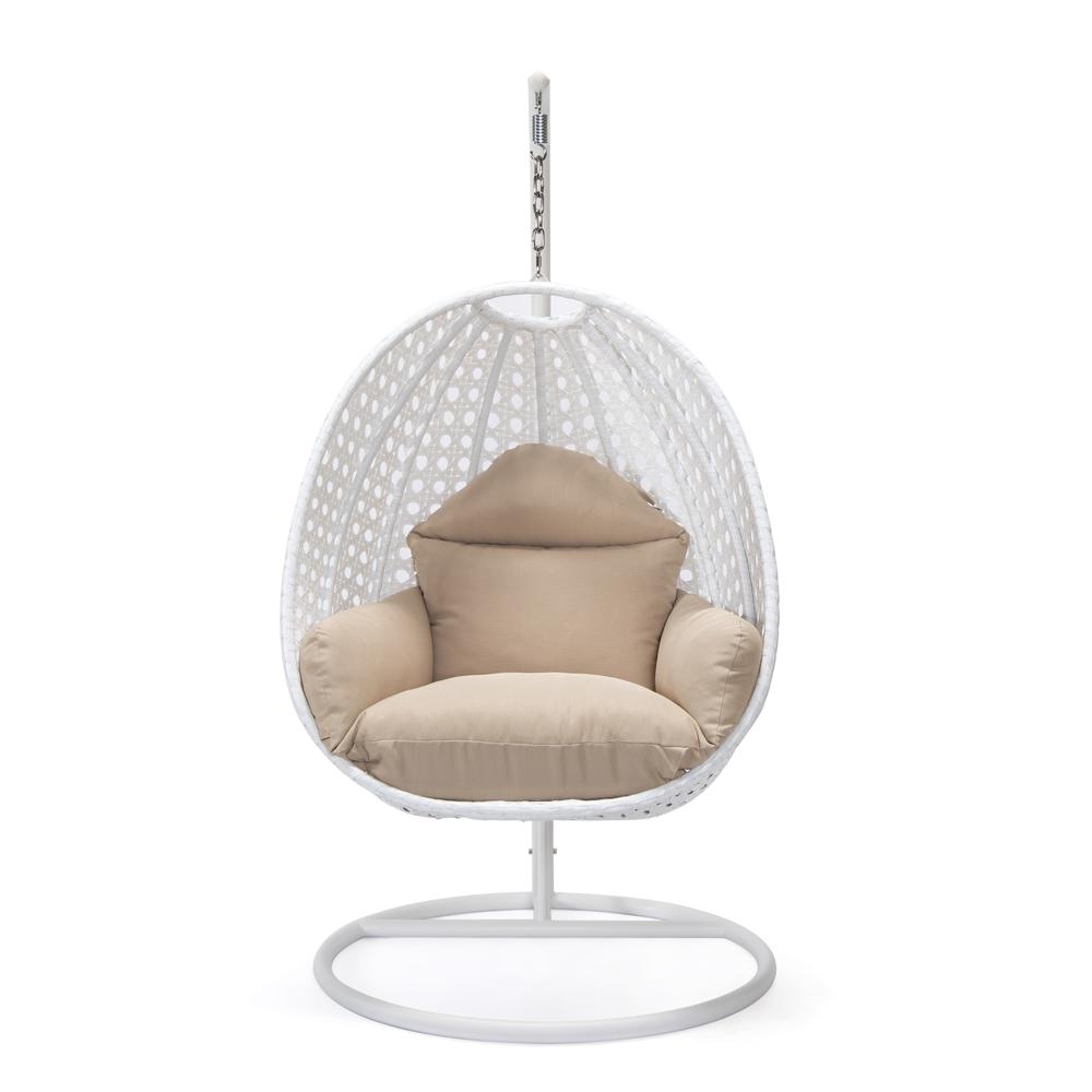 White Wicker Hanging Egg Swing Chair. Picture 5