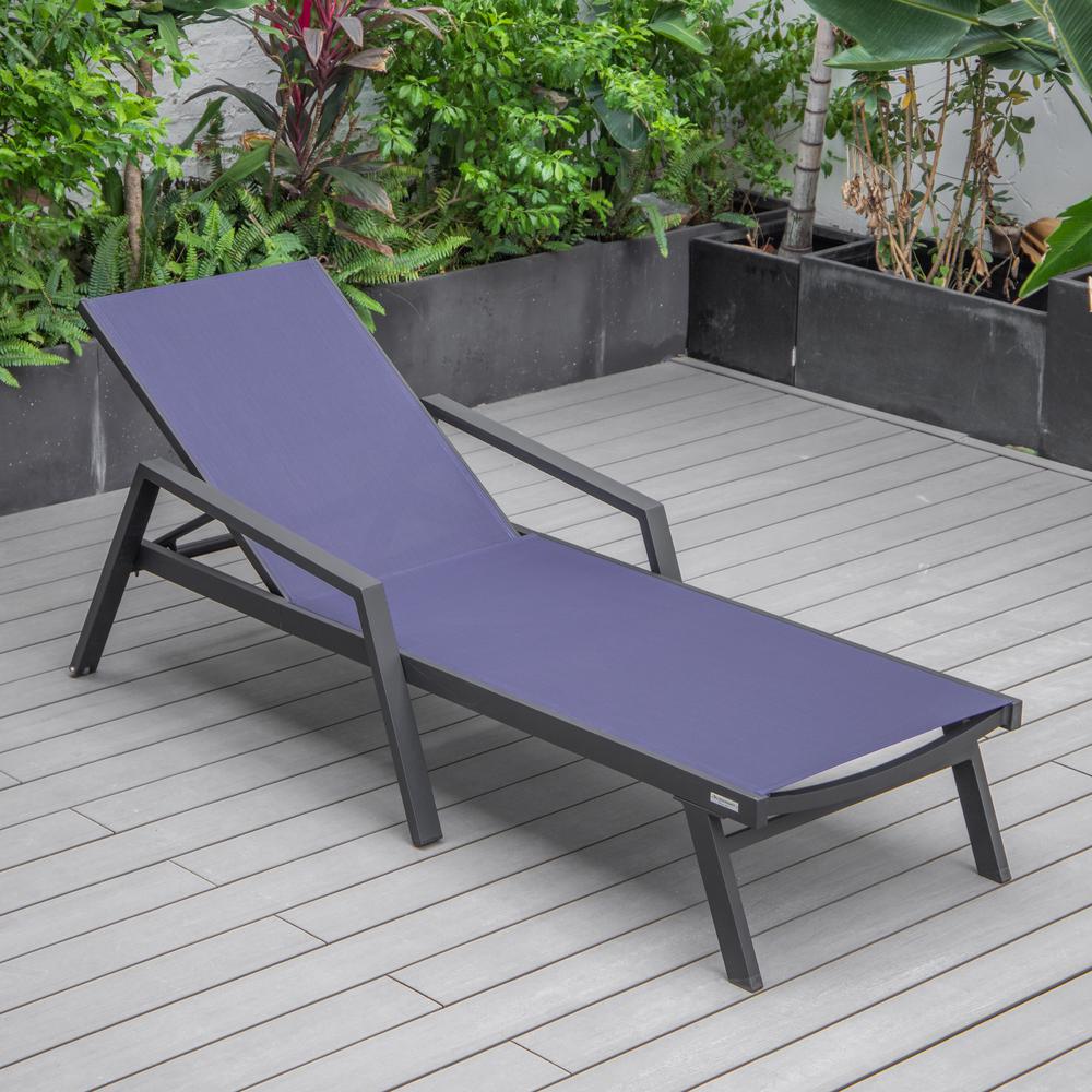 Black Aluminum Outdoor Patio Chaise Lounge Chair With Arms. Picture 21