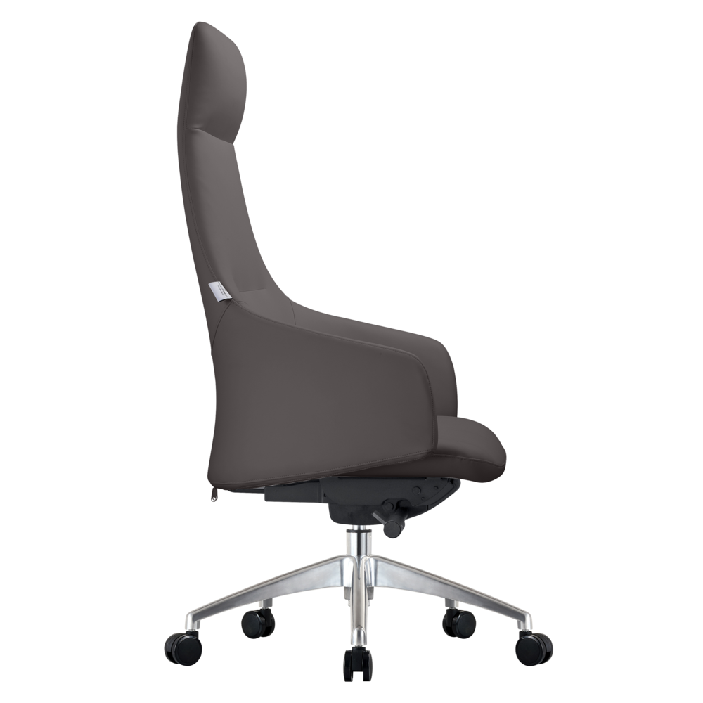 Celeste Series Tall Office Chair in Grey Leather. Picture 1