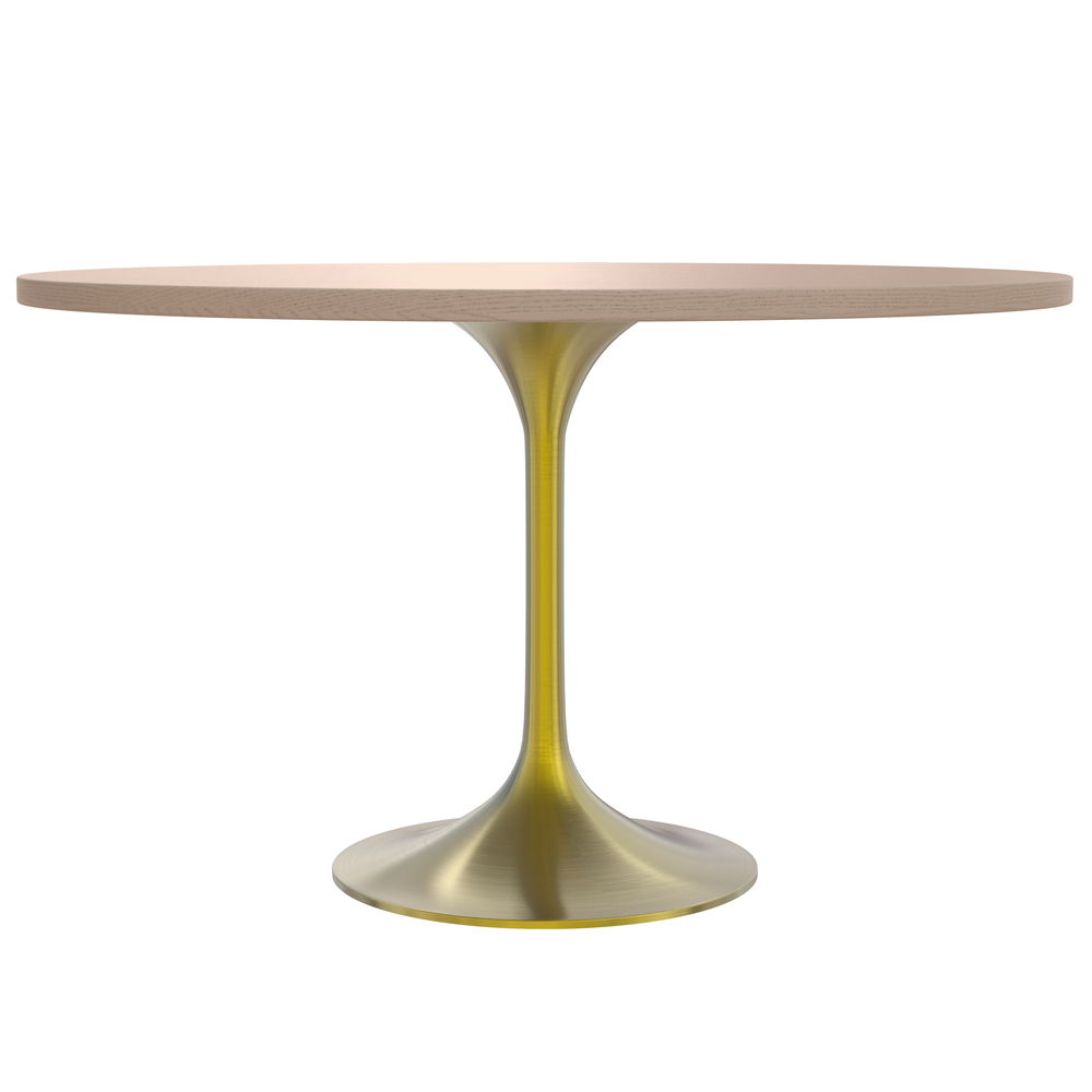 Verve 48" Round Dining Table, Brushed Gold Base with Light Natural Wood MDF Top. Picture 5