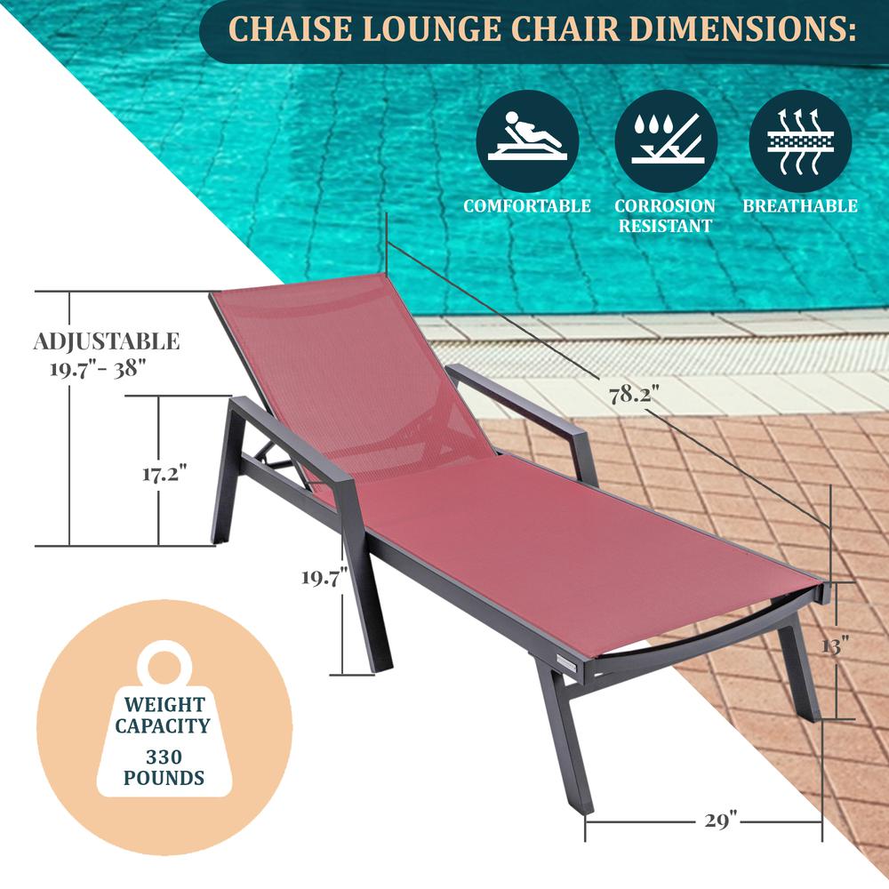 Black Aluminum Outdoor Patio Chaise Lounge Chair With Arms. Picture 27