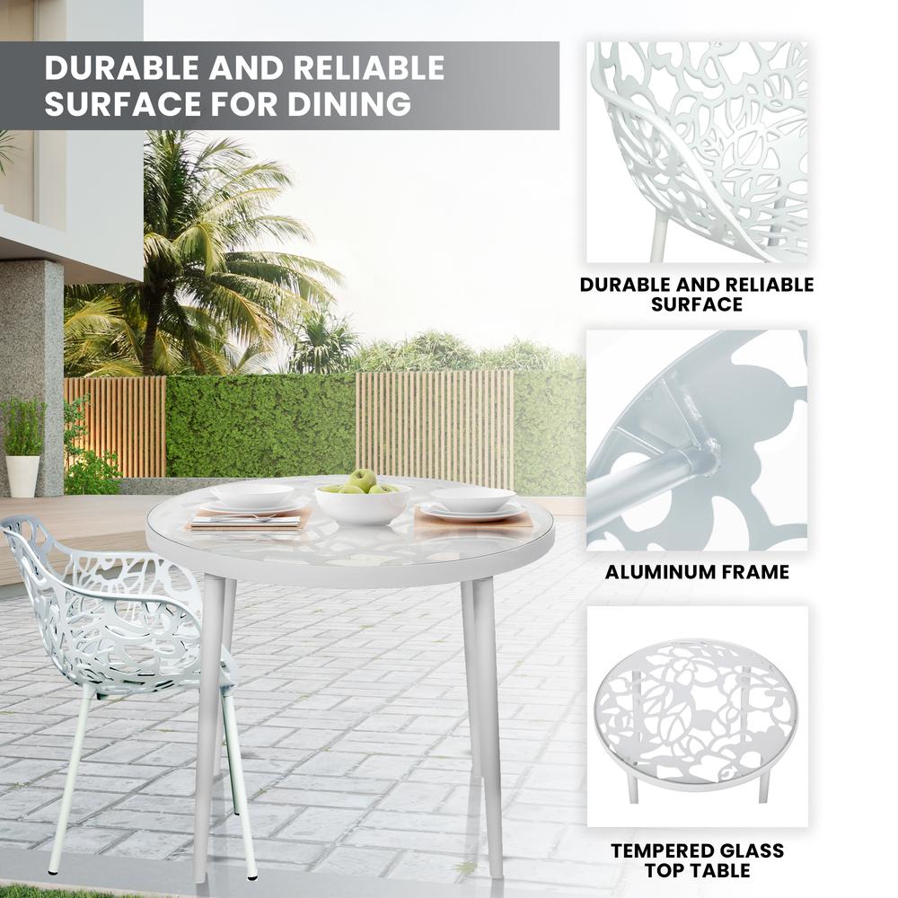 3-Piece Aluminum Outdoor Patio Dining Set with Tempered Glass Top Table. Picture 22