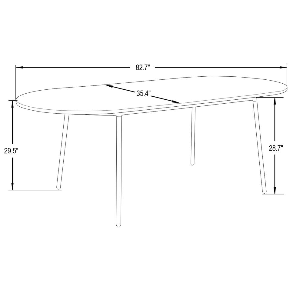83" Oval Dining Table with MDF Top and Black Steel Legs. Picture 10