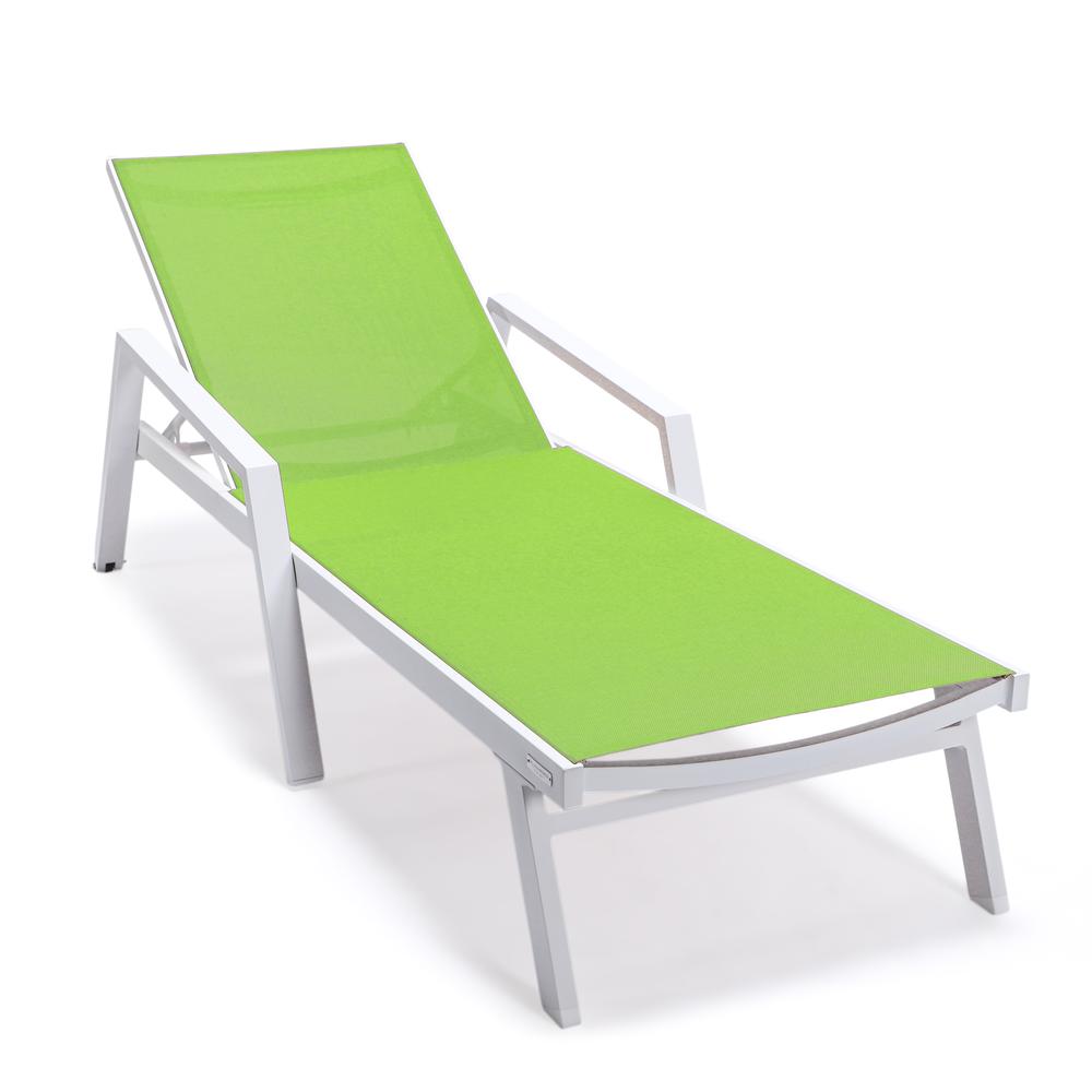 White Aluminum Outdoor Patio Chaise Lounge Chair With Arms. Picture 3