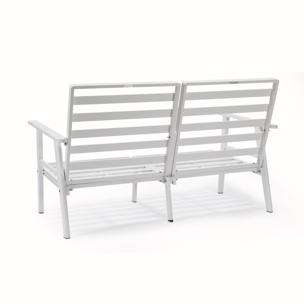 Outdoor Patio Loveseat with White Aluminum Frame. Picture 5