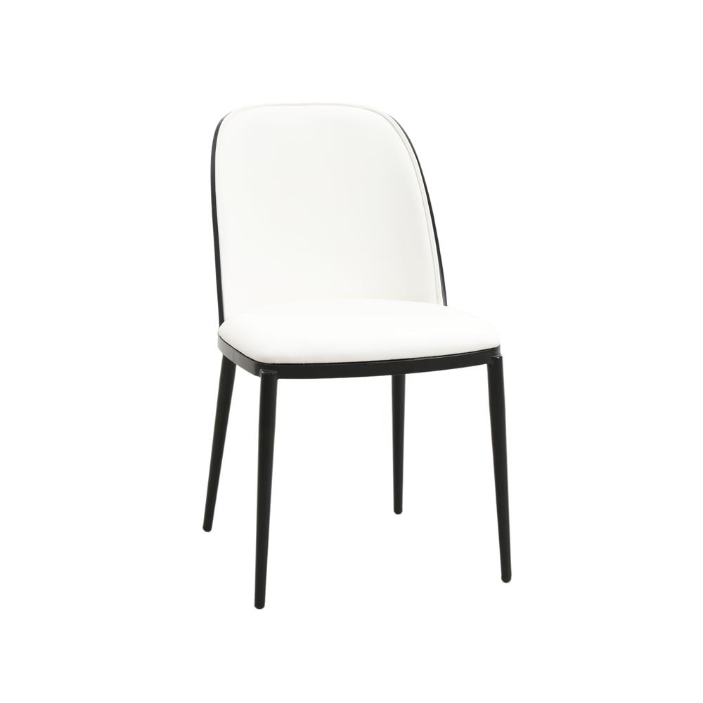 Dining Side Chair with Leather Seat and Steel Frame Set of 2. Picture 2