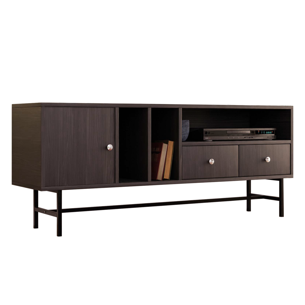 Rectangular TV Stand with Enclosed Storage and Powder Coated Iron Legs. Picture 4