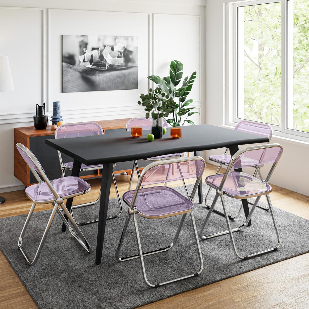 7-Piece Acrylic Folding Dining Chair and Rectangular Dining Table Set. Picture 19