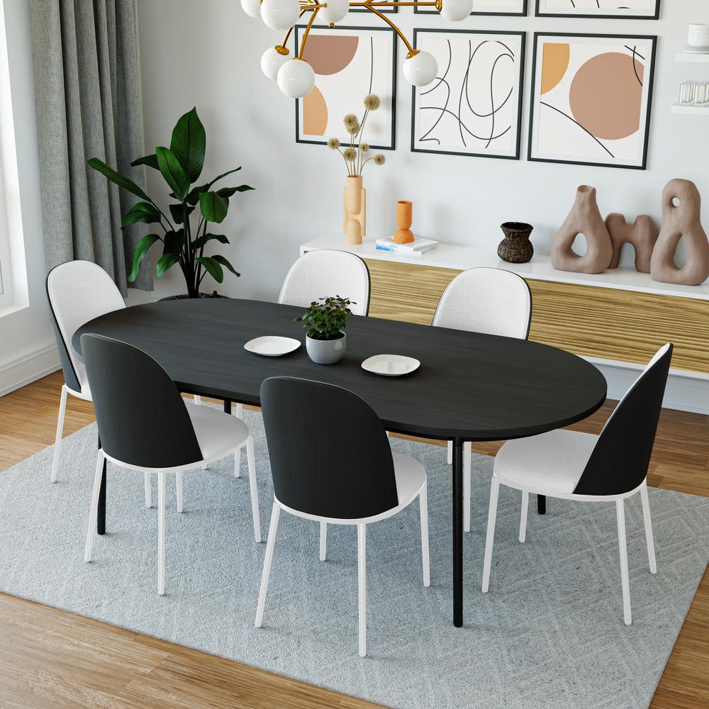 7-Piece Dining Set in White Steel Frame with 6 Dining Chairs and Dining Table. Picture 19