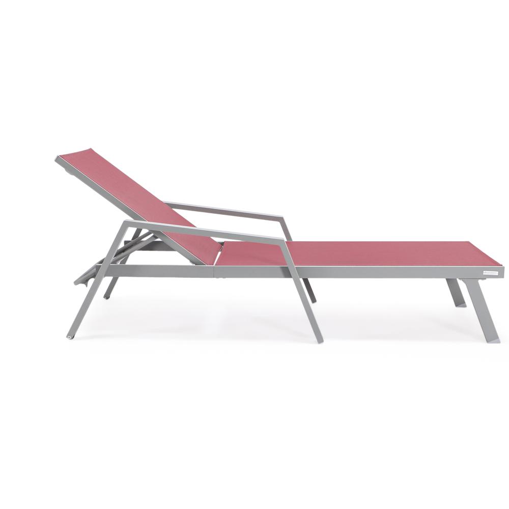 Grey Aluminum Outdoor Patio Chaise Lounge Chair With Arms. Picture 13