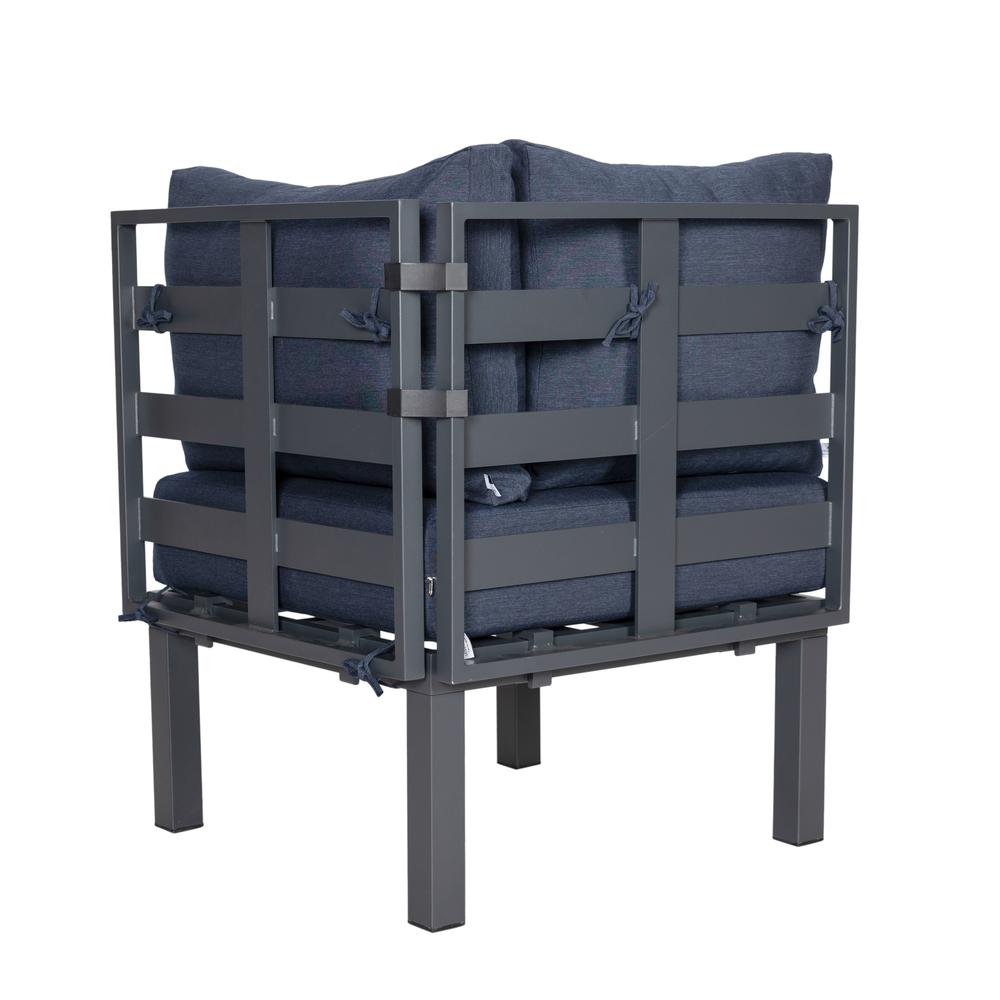 Chelsea 7-Piece Patio Sectional And Fire Pit Table Black Aluminum With Cushions. Picture 25