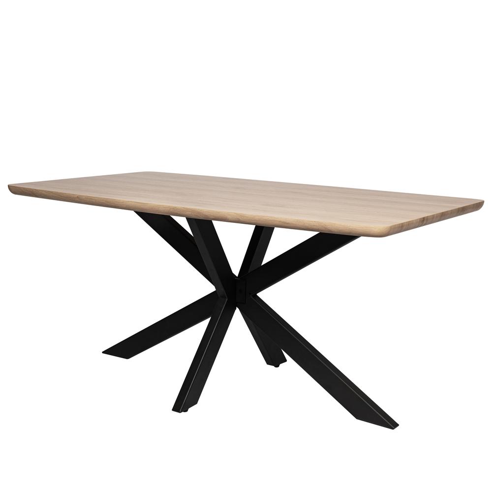 Ravenna 63" Rectangular Wood Dining Table With Modern Metal Base. Picture 2