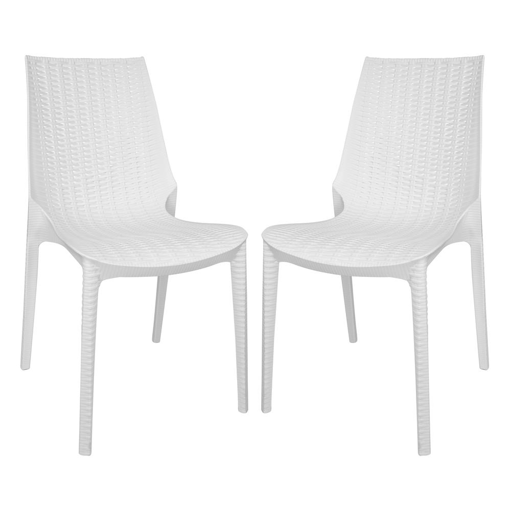 LeisureMod Kent Outdoor Dining Chair, Set of 2 KC19W2. Picture 2
