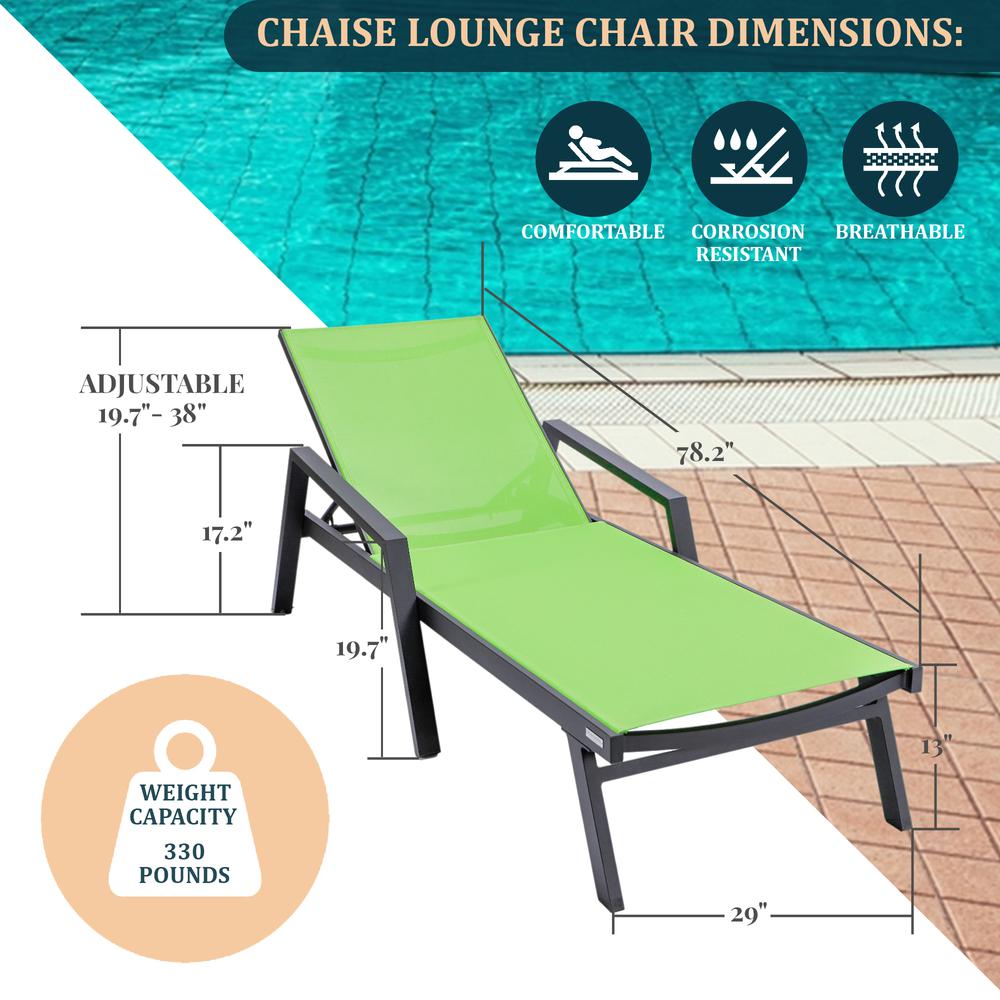 Black Aluminum Outdoor Patio Chaise Lounge Chair With Arms. Picture 28