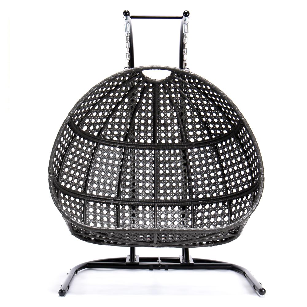 LeisureMod Wicker Hanging Double Egg Swing Chair  EKDCH-57BR. Picture 2