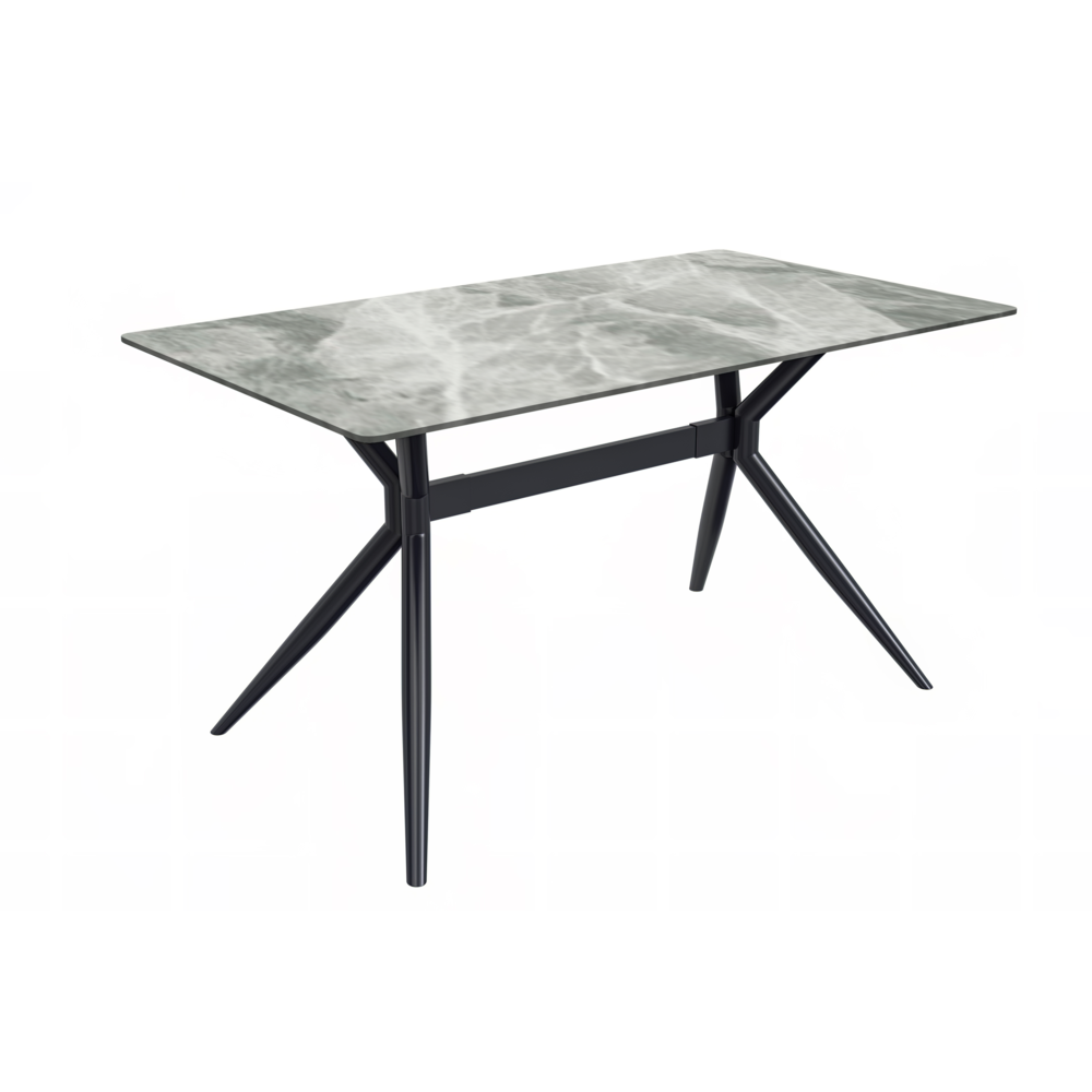 Black Stainless Steel Dining Table 55 With Light Grey Sintered Stone Top. Picture 1