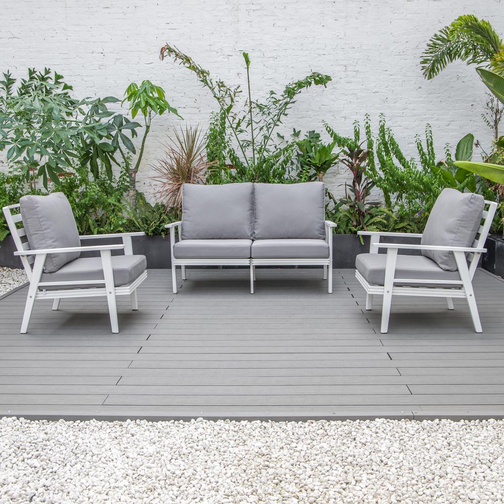 3-Piece Outdoor Patio Set with White Aluminum Frame. Picture 9