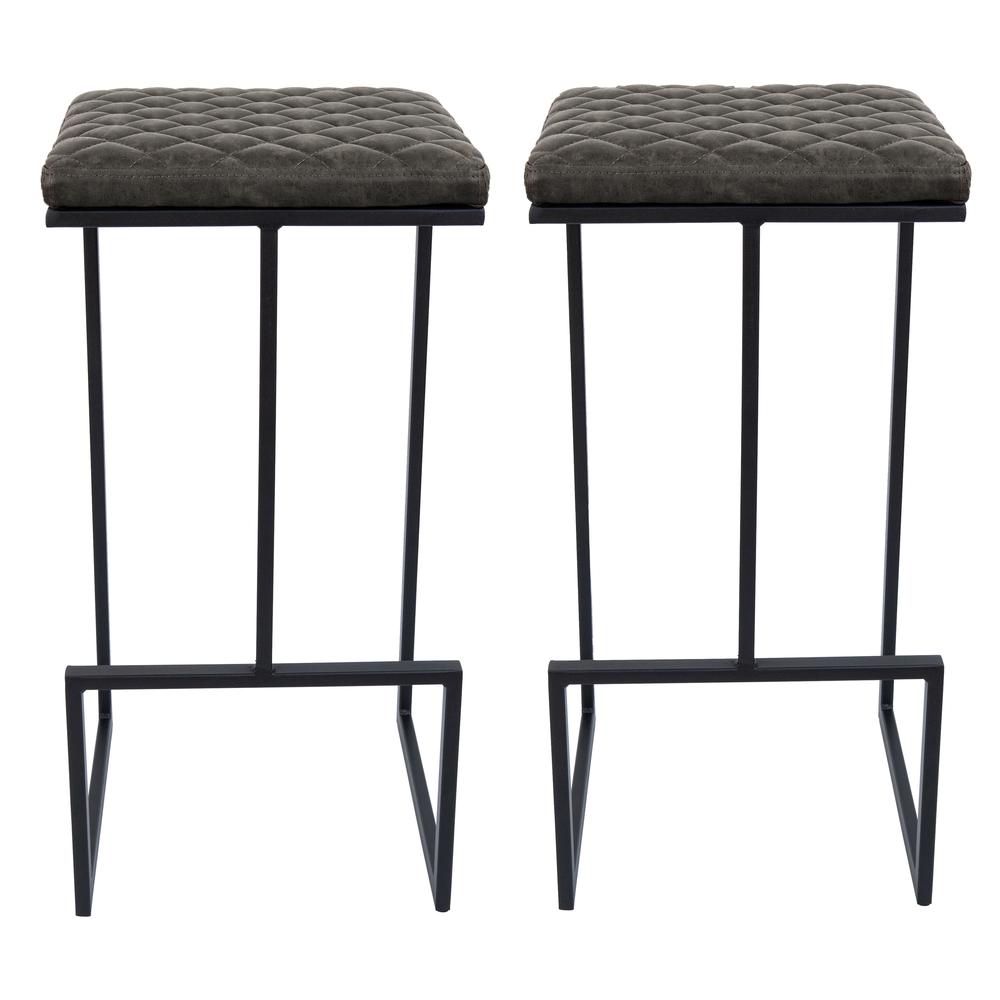 Quincy Leather Bar Stools With Metal Frame Set of 2. Picture 1