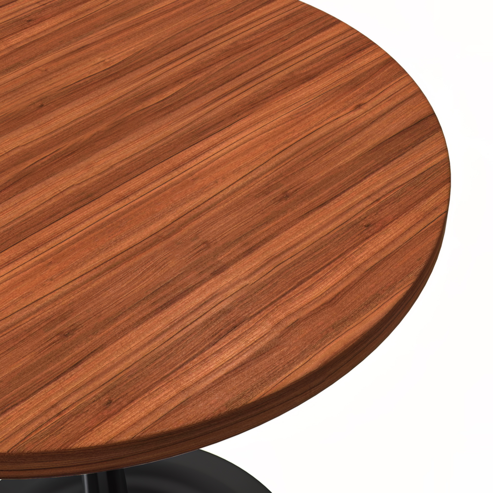 Verve Collection 27 Round Dining Table, Black Base with Cognac Brown MDF Top. Picture 8