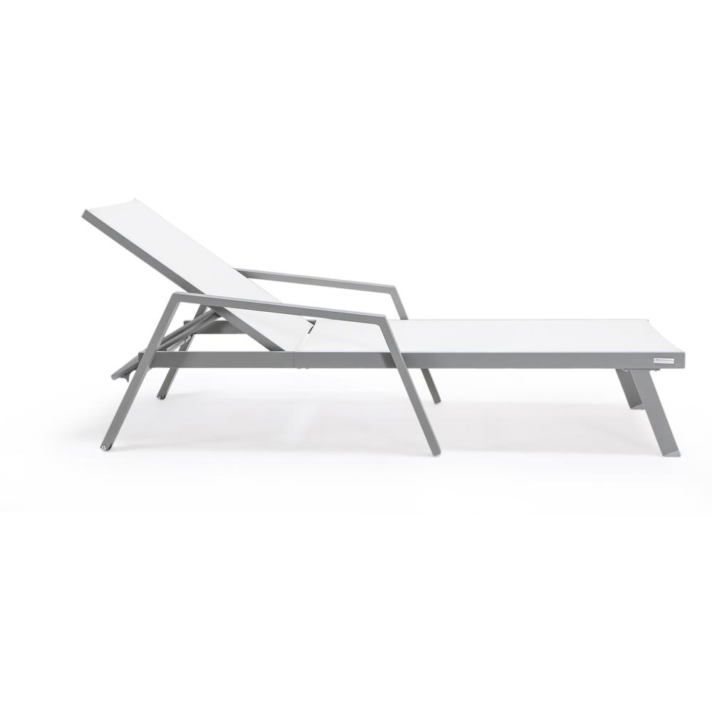 Marlin Patio Chaise Lounge Chair With Armrests in Grey Aluminum Frame. Picture 7