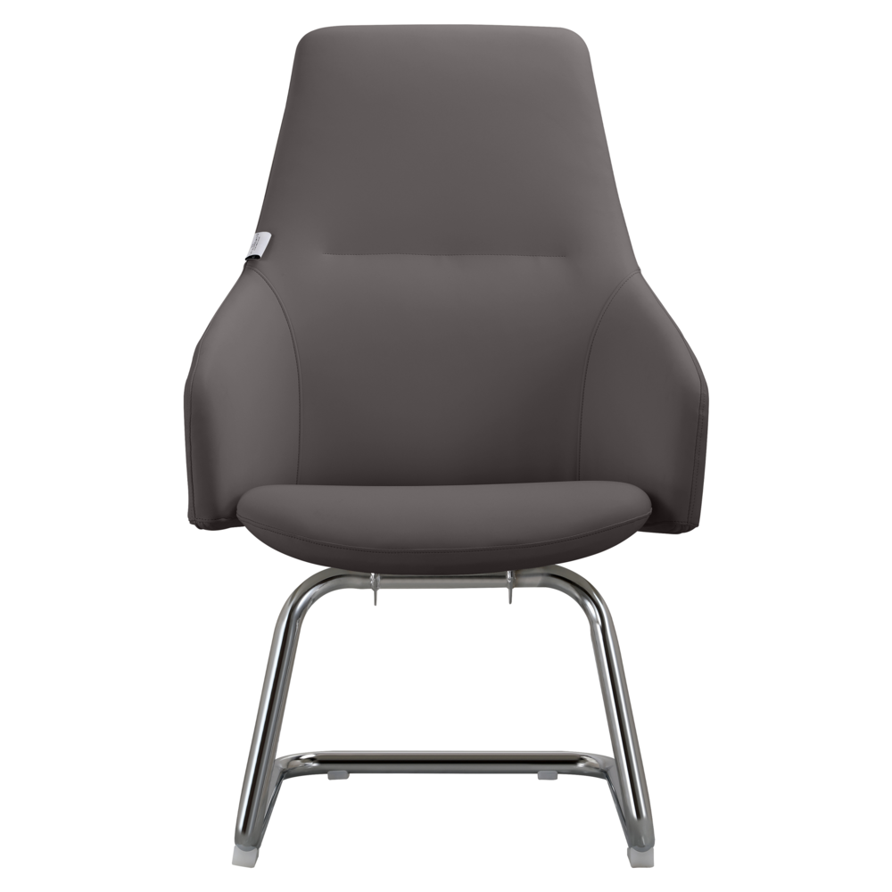 Celeste Series Guest Office Chair in Grey Leather. Picture 4