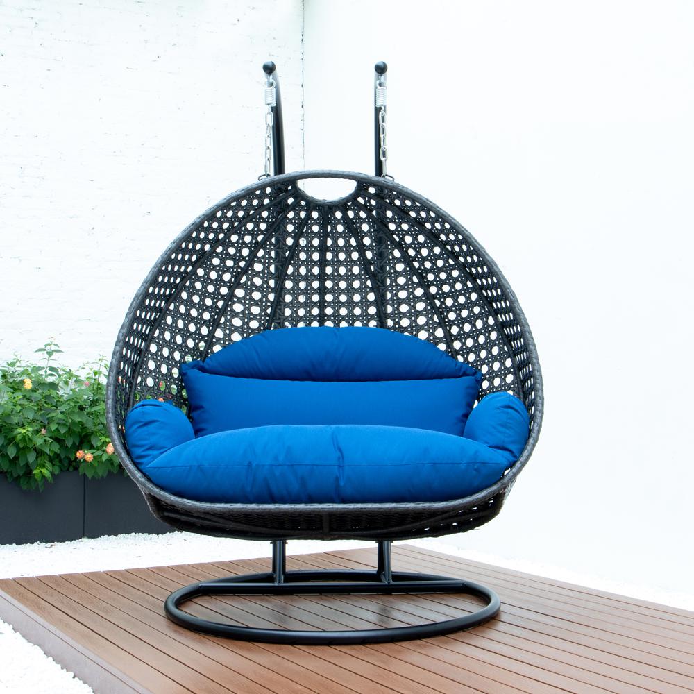 Charcoal Wicker Hanging 2 person Egg Swing Chair. Picture 1